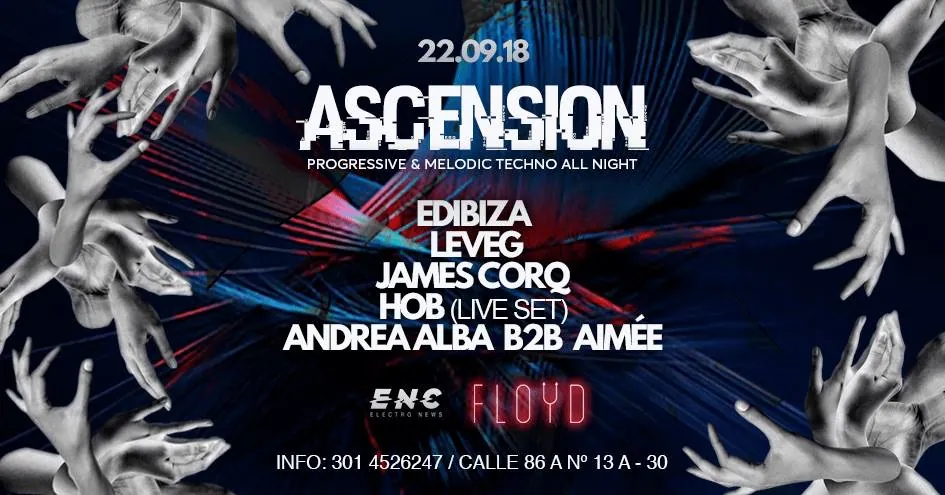 Flyer for Ascension at Floyd with an HOB live set, 22.09.18