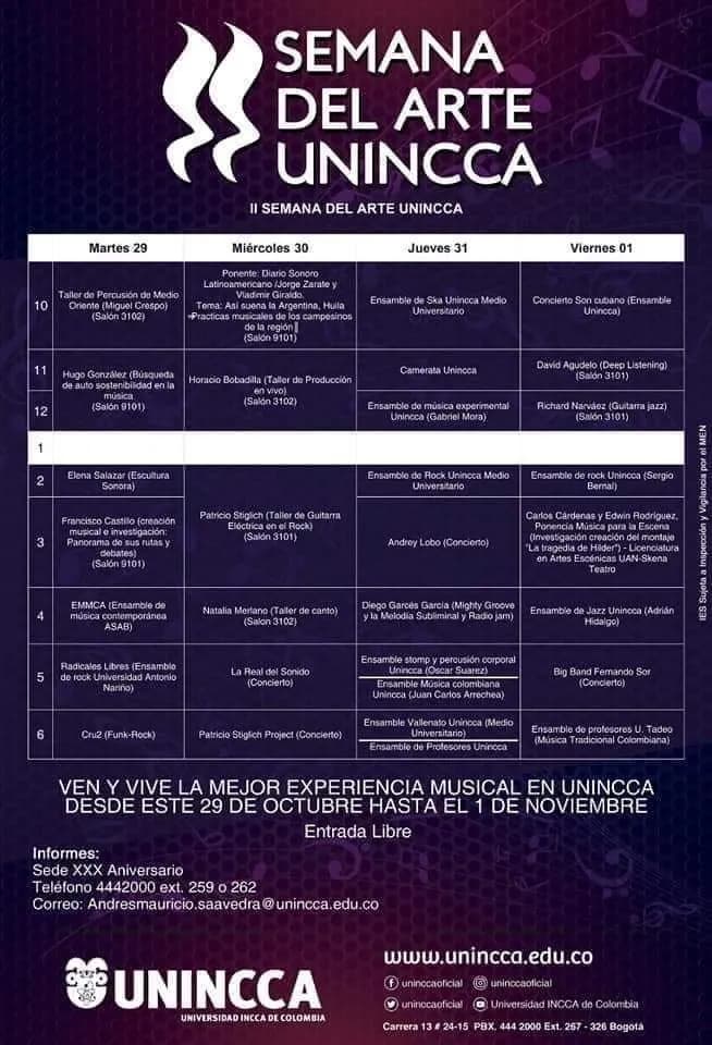 Unincca Art Week programme