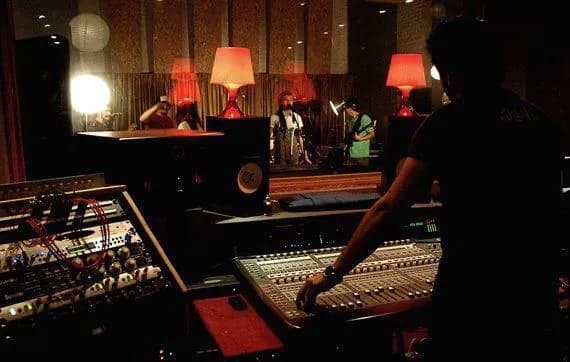 Mixing session at the console, 2014